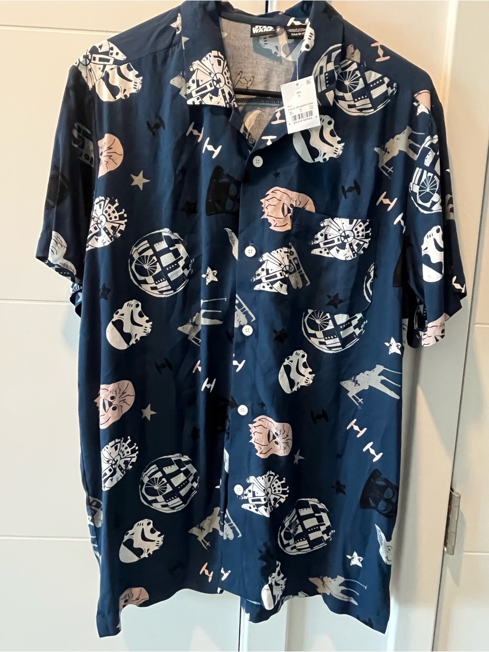 Navy Star Wars Hawaiian Button-Up Shirt